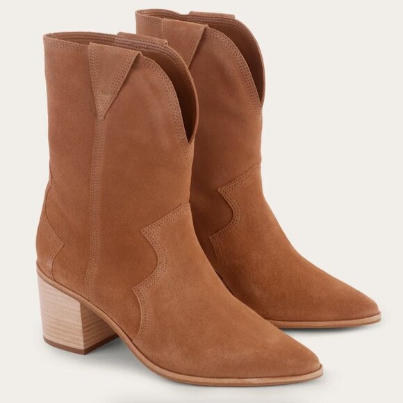Kaanas Shoes - Kaanas Porto Caramel Pull On Stacked Heel Cowboy Boot Bootie Womens Size 11